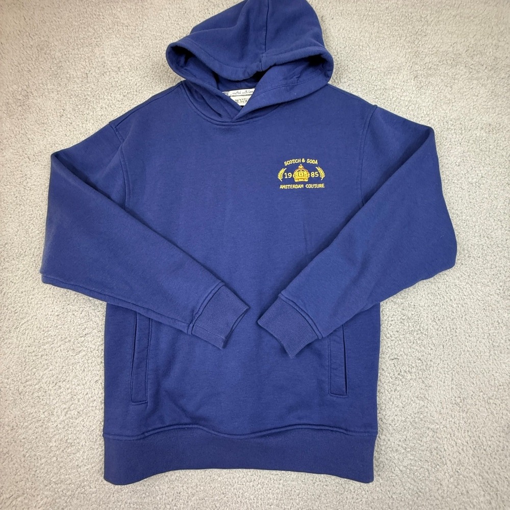 Scotch & Soda Amsterdam Couture 1985 Hoodie Mens Small Blue Pullover Sweatshirt‎